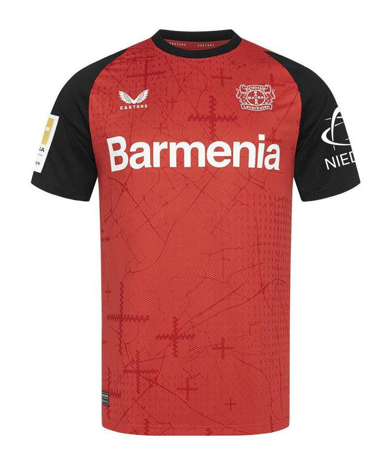 Camisa Bayer Leverkusen - I 24/25 Torcedor Masculino - Vermelho e Preto