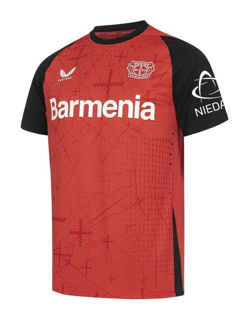 Camisa Bayer Leverkusen - I 24/25 Torcedor Masculino - Vermelho e Preto