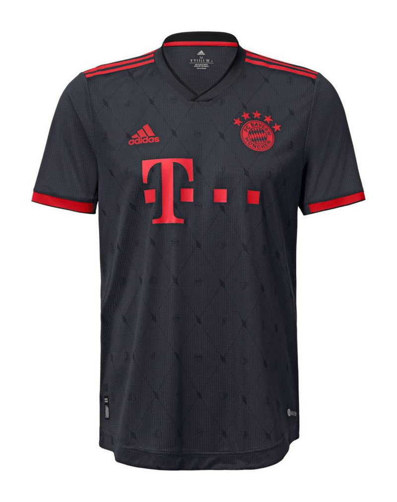 Camisa Bayern München III 2022/2023 Adidas - Preta e Vermelho - Retrô